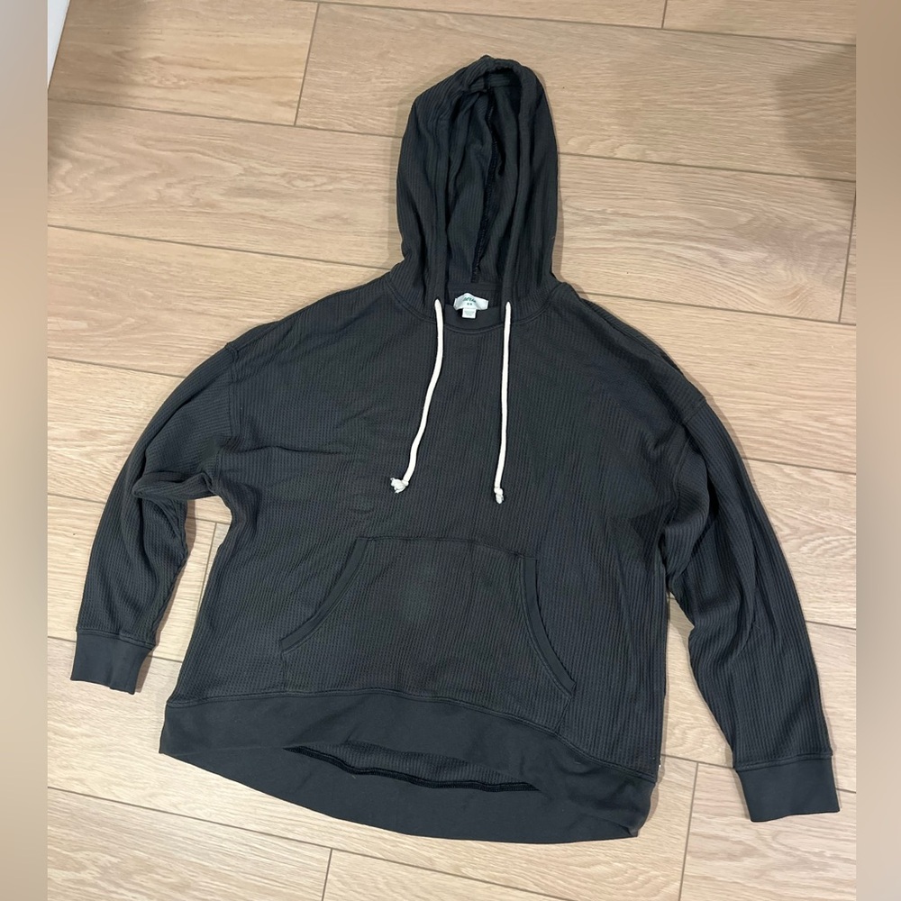 Aerie waffle knit hoodie gray size medium